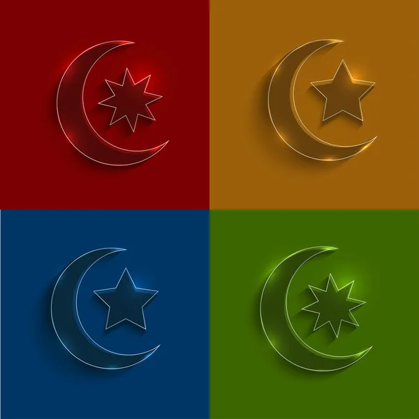 Vector glass ramadan icons set. — Stock Vector