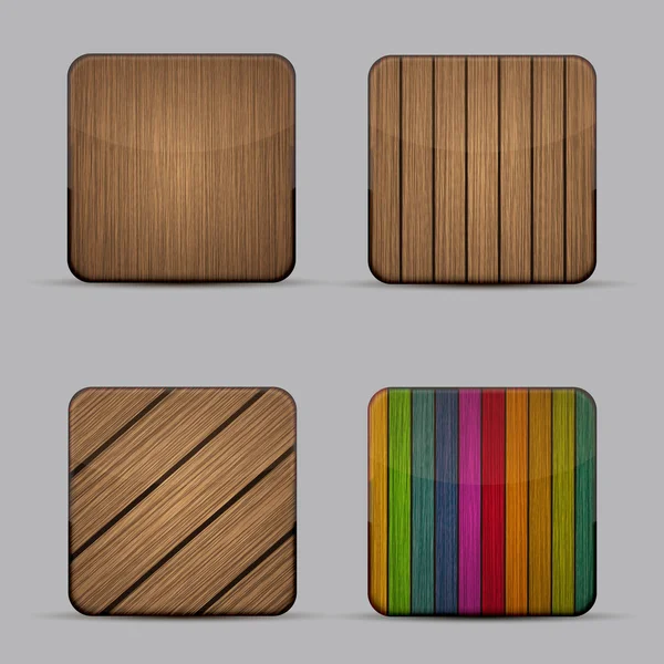 Vector iconos de madera modernos establecidos sobre fondo gris — Archivo Imágenes Vectoriales