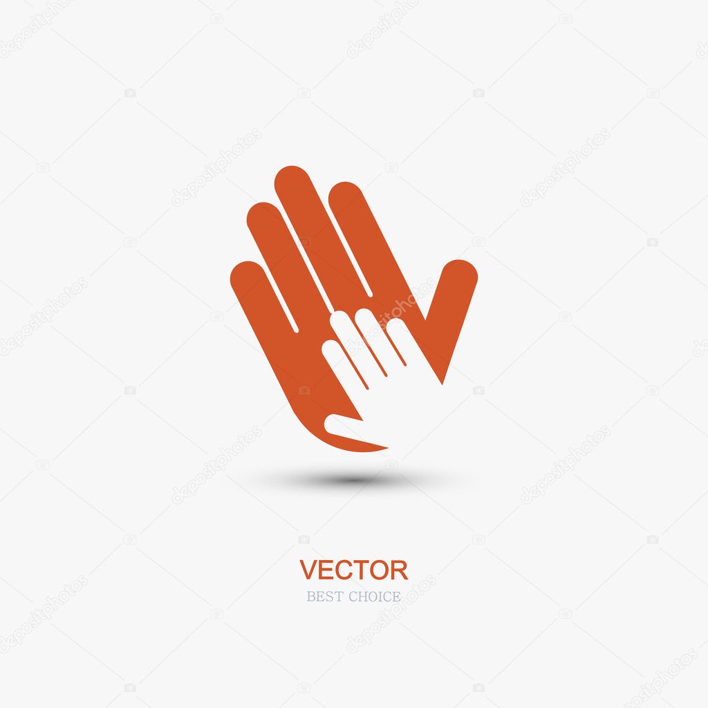 Vector modern hands icon on white background.