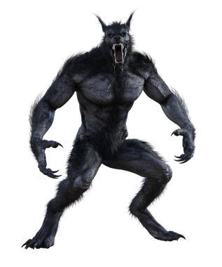 3d illustration of black werewolf clipart