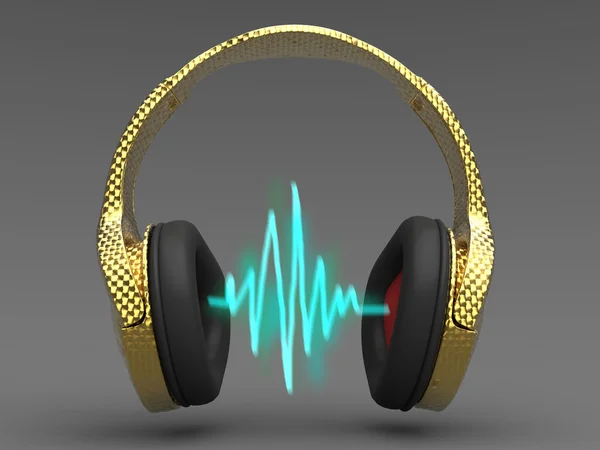 Golden headphones — Stock Photo, Image