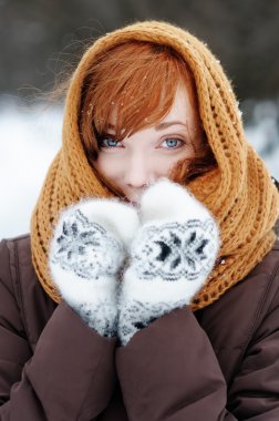 Young beautiful woman in winter clipart