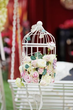 dekorasyon olarak doğal gül beyaz kafes
