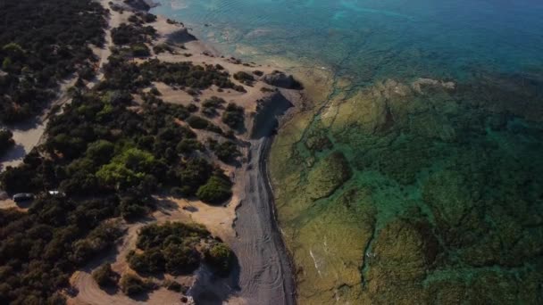 Drohnenaufnahme Der Felsigen Küste Und Des Mittelmeers Der Nähe Des — Stockvideo