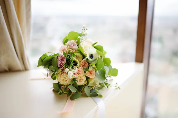 Fleurs Mariage Élégantes Élégance Style Rustique Couleurs Pastel Bouquet Accessoires — Photo