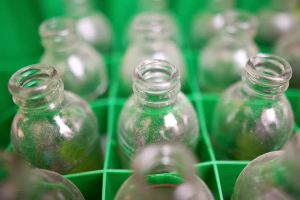 Glass Bottles Plastic Crates Recycling Zero Waste Reuse Recycle Concepts — ストック写真