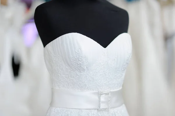 Beautiful Dress Mannequin Wedding Salon Atelier Sewing Studio Wedding Exhibition — 스톡 사진