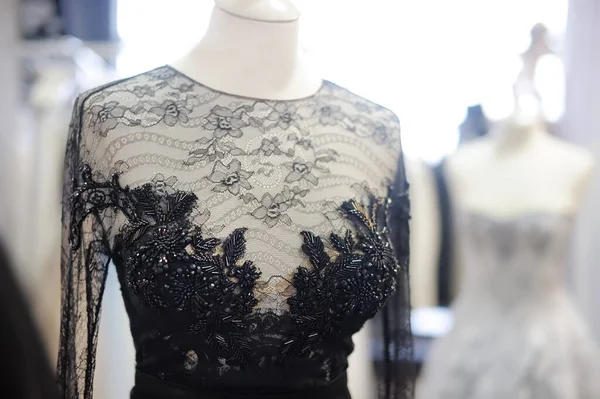 Beautiful Dresses Mannequin Wedding Salon Atelier Sewing Studio Wedding Exhibition — Stock Fotó