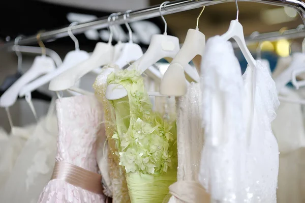 Few Beautiful Dresses Hanger Wedding Salon Atelier Sewing Studio Wedding — 图库照片