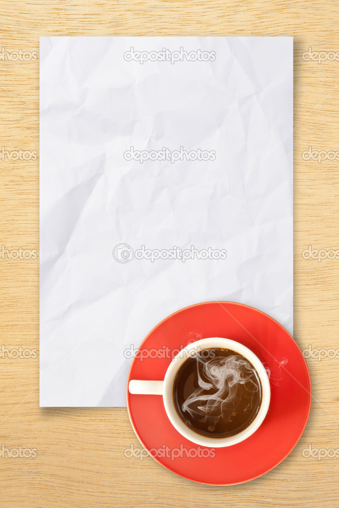 Cup coffee and note paper