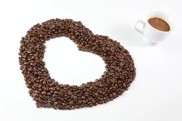 Hjärta från kaffebönor — Stockfoto
