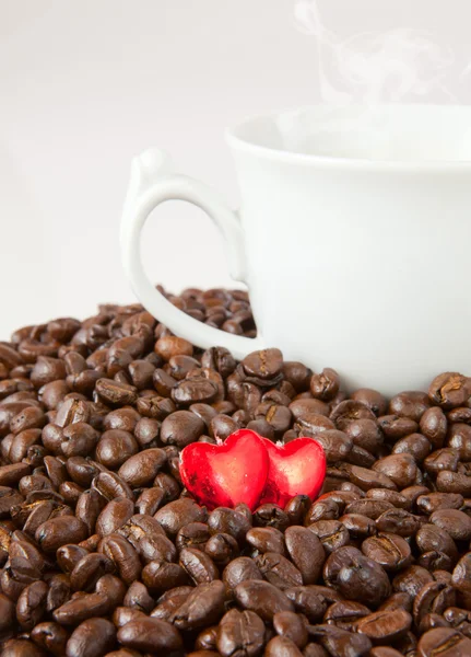 Geschenk Herz und Kaffee — Stockfoto