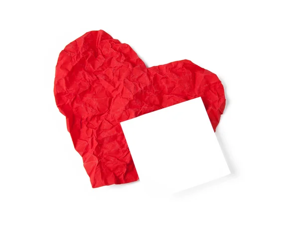 Red crumpl paper heart — Stock Photo, Image