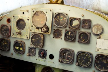 Old airplane cockpit clipart