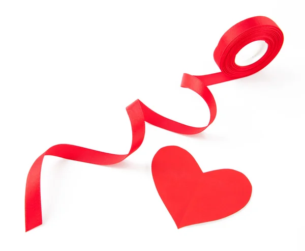 Red heart ribbon bow — Stock Photo, Image