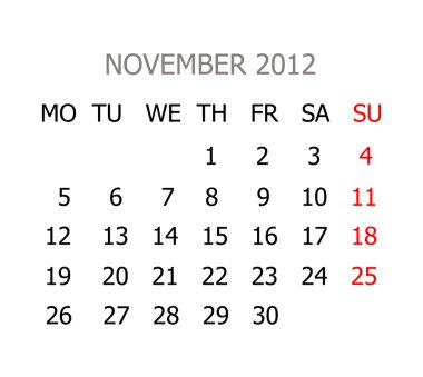 yıl 2012 için basit takvim