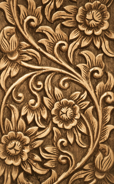 Flower carved on wood