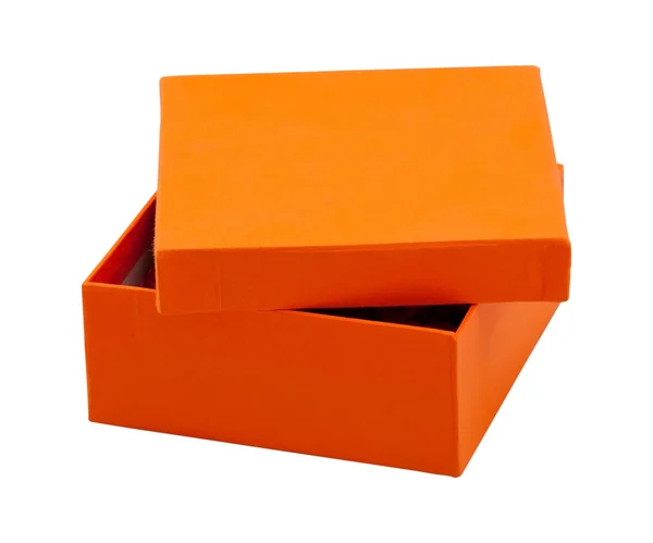 Offene orangefarbene Schachtel — Stockfoto