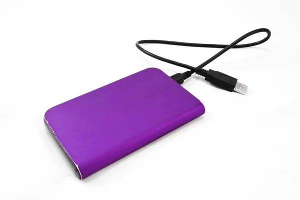 Violet hard disk extern — Fotografie, imagine de stoc