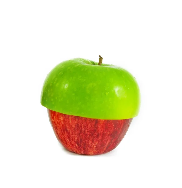 Czerwone i zielone jabłko pokrojone — Zdjęcie stockowe