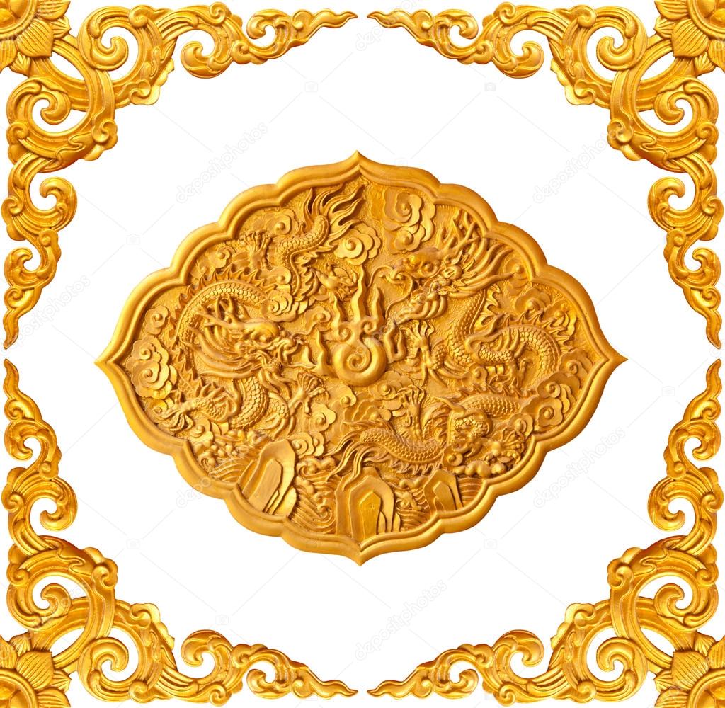 golden frame and dragon carve