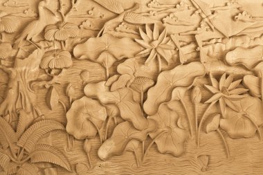 nature carved on wood clipart