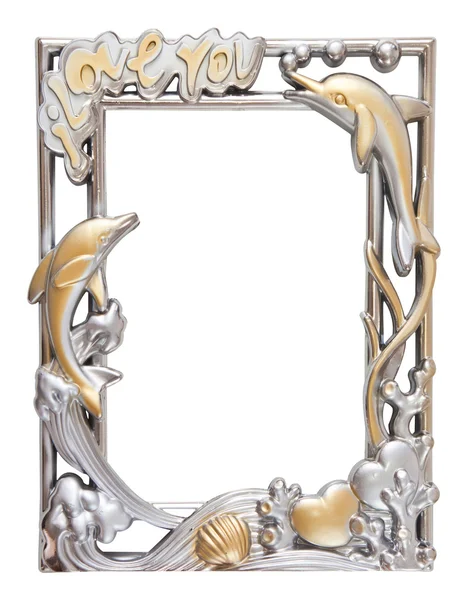 Flower silver and gold frame — Stock Photo, Image