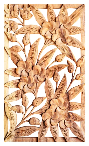 Fleur sculptée sur bois — Photo