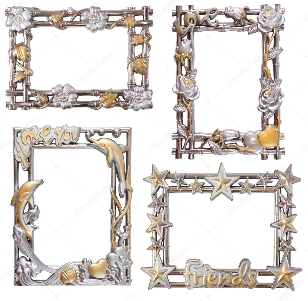 flower silver and gold frame