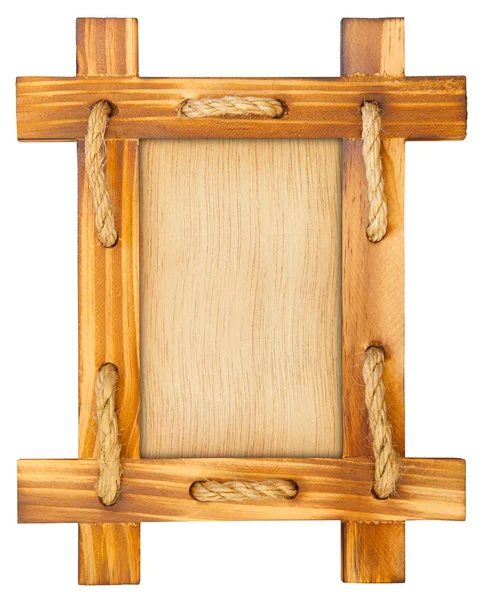 Old wooden frame with rope — Stock Photo, Image