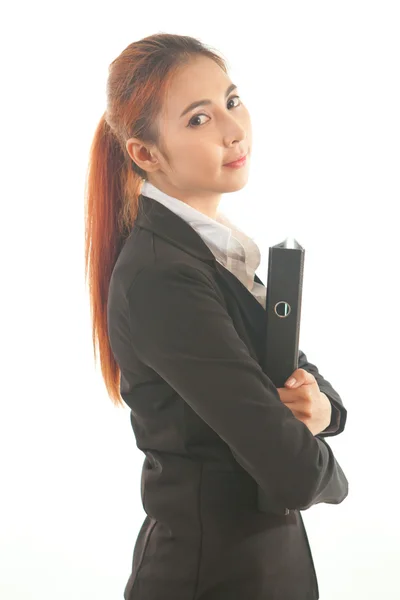 Business woman holding document — Stock Photo, Image