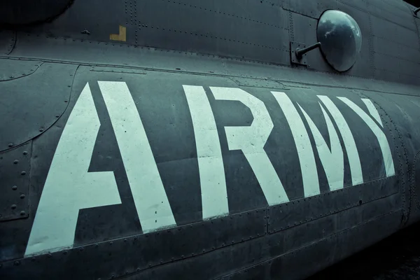 Text on an old war Airplane — Stock Photo, Image