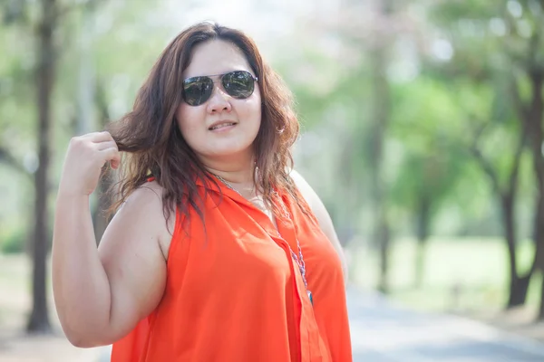 Close up of happy fatty woman — Stock Photo, Image