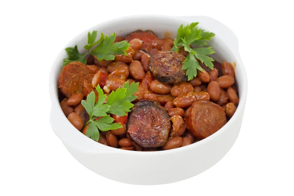 Red beans with sausages — Stock Photo, Image
