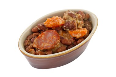 etli kuru fasulye ve sosis