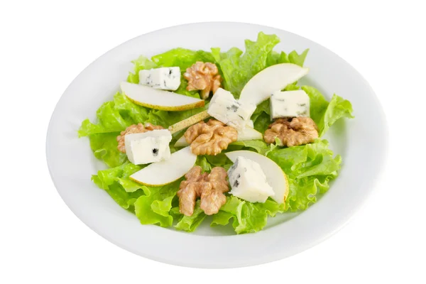 Salat mit Käse, Birnen und Walnüssen — Stockfoto