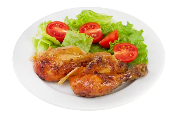 Smażony kurczak z sałatką — Zdjęcie stockowe