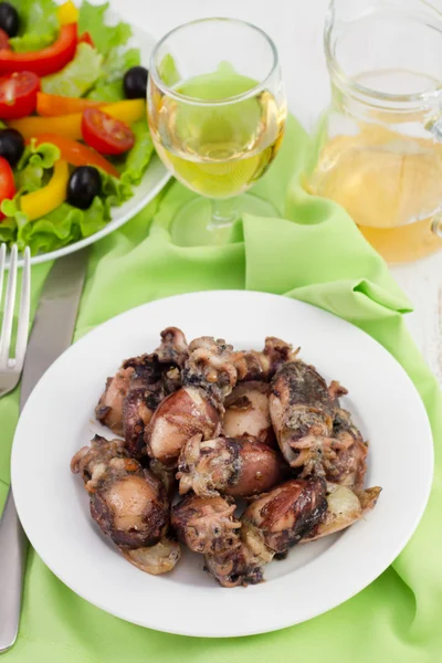 Fried cuttlefish on the plate — Stock Photo, Image