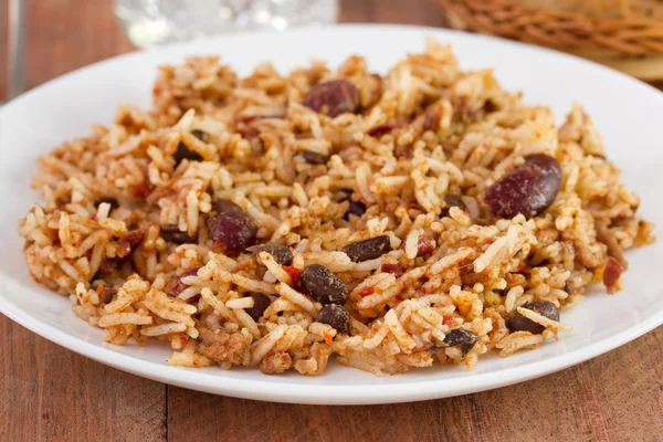Beans with meat and rice — Stock Photo, Image