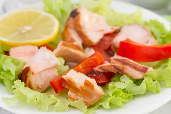 Салат с лососем, перцем и лимоном — стоковое фото