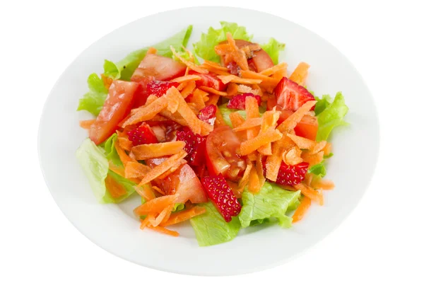 Salad with strawberry on the plate with napkin — Stock Photo, Image