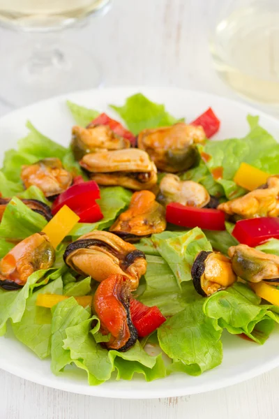 Salát s mořskými plody a zelenina — Stock fotografie