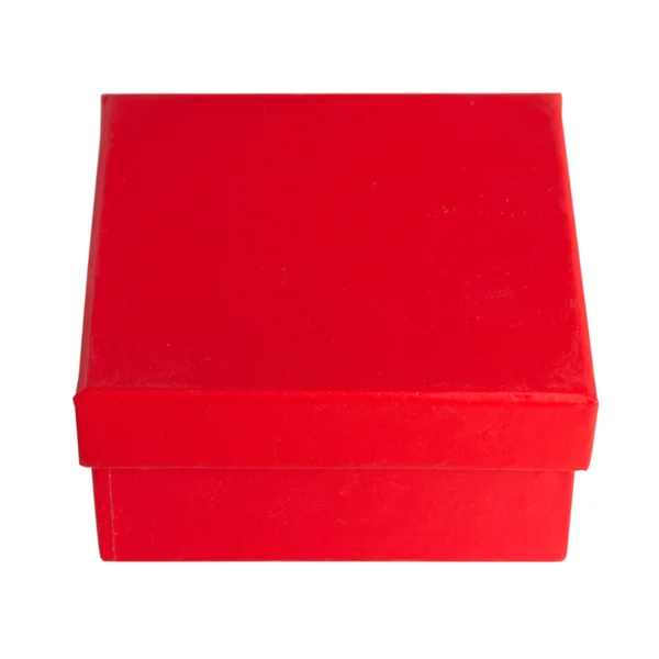 Boîte rouge sur fond blanc — Photo