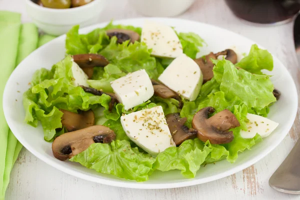 Salad fried mushrooms with cheese mozzarella — Stock Photo, Image