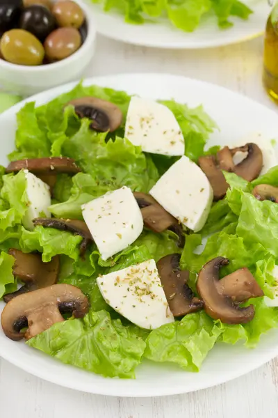 Salad mushrooms with mozzarella — Stock Photo, Image