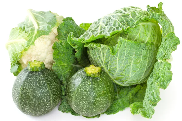 Green vegetables on white background — Stock Photo, Image