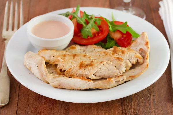 Fried turkey with sauce — Stock Photo, Image