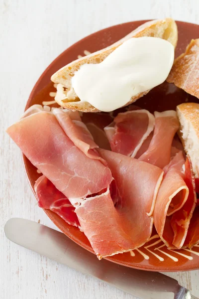 Prosciutto with bread — Stock Photo, Image