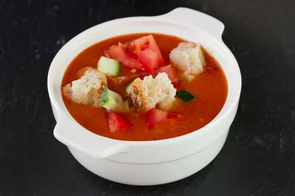 Gaspacho with bread — Stock Photo, Image
