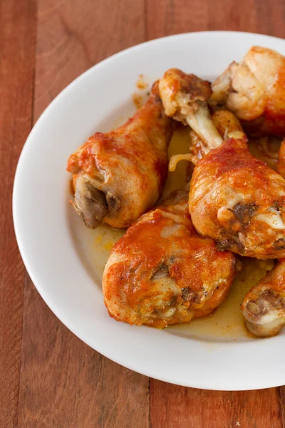 Fried chicken on white plate — Stock Photo, Image